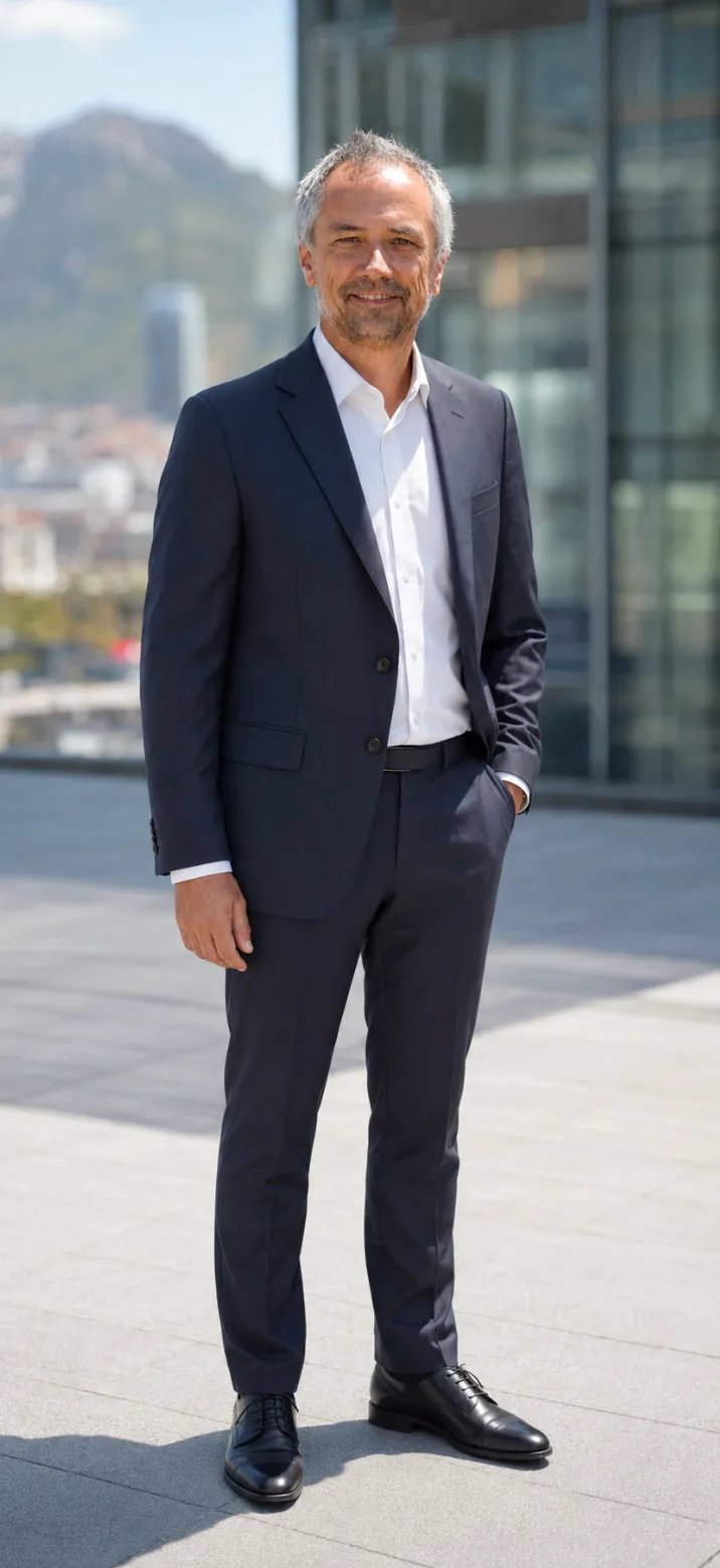 Martin Riedi, Founder & CEO of CapVal AG, standing on a rooftop terrace